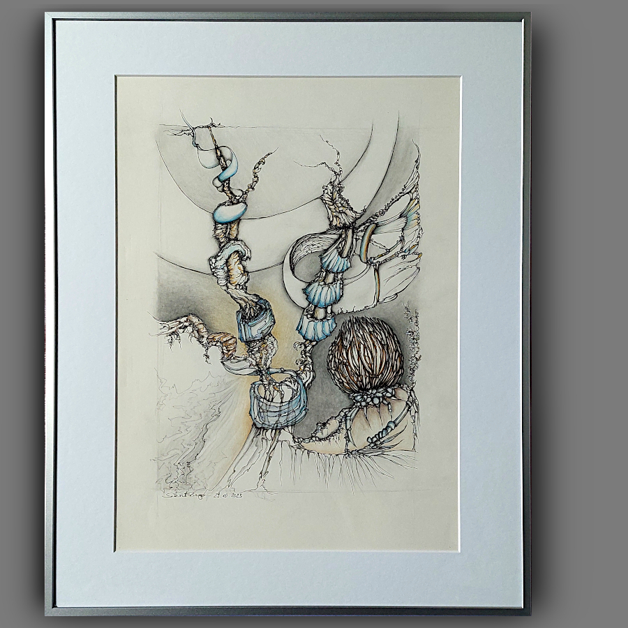 Title: Spirit of Ayahuasca Yagè, Pen and Ink 30 cm x 42 cm, 2023